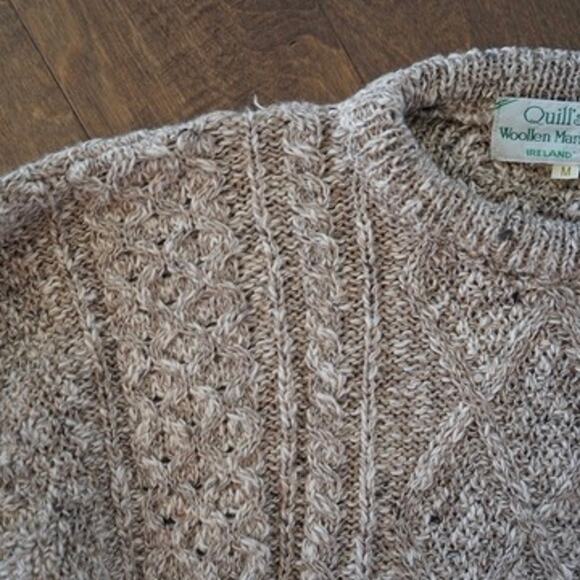 Quills Woollen Market Ireland Cable knit Oversized Sweater Gray Mens Size Medium - Picture 2 of 6